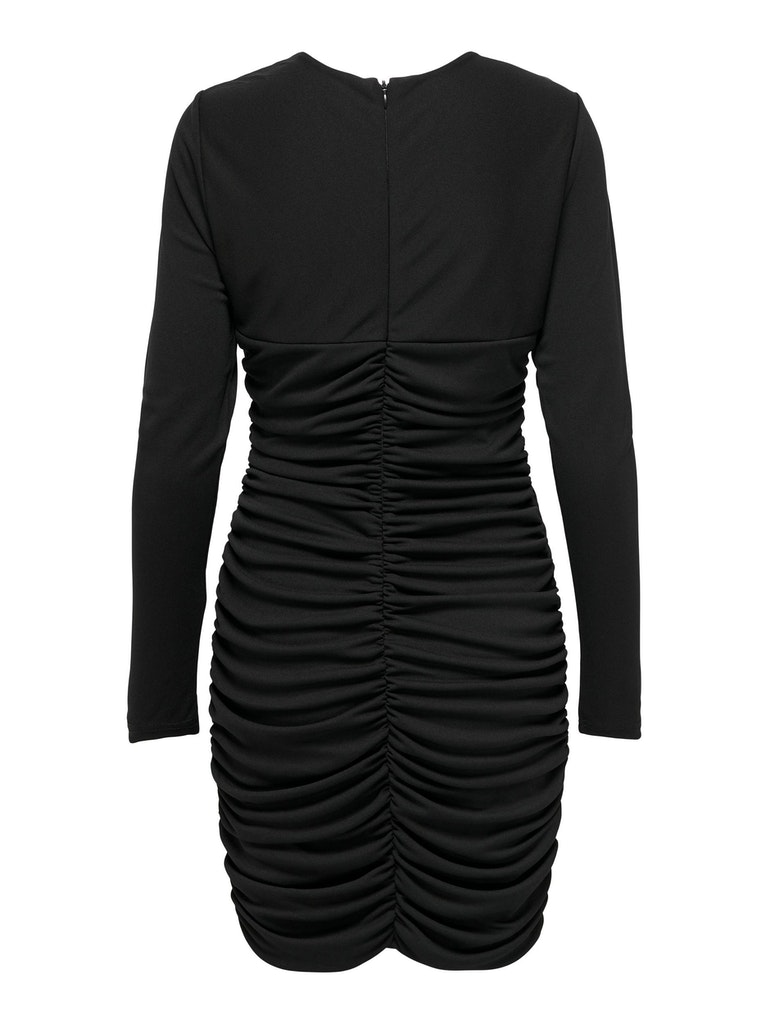 FINAL SALE - Fox slim fit ruched mini dress, BLACK, large