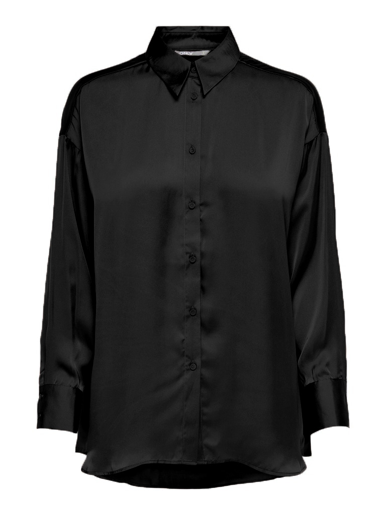 Amaliesa oversized satin blouse, BLACK, large