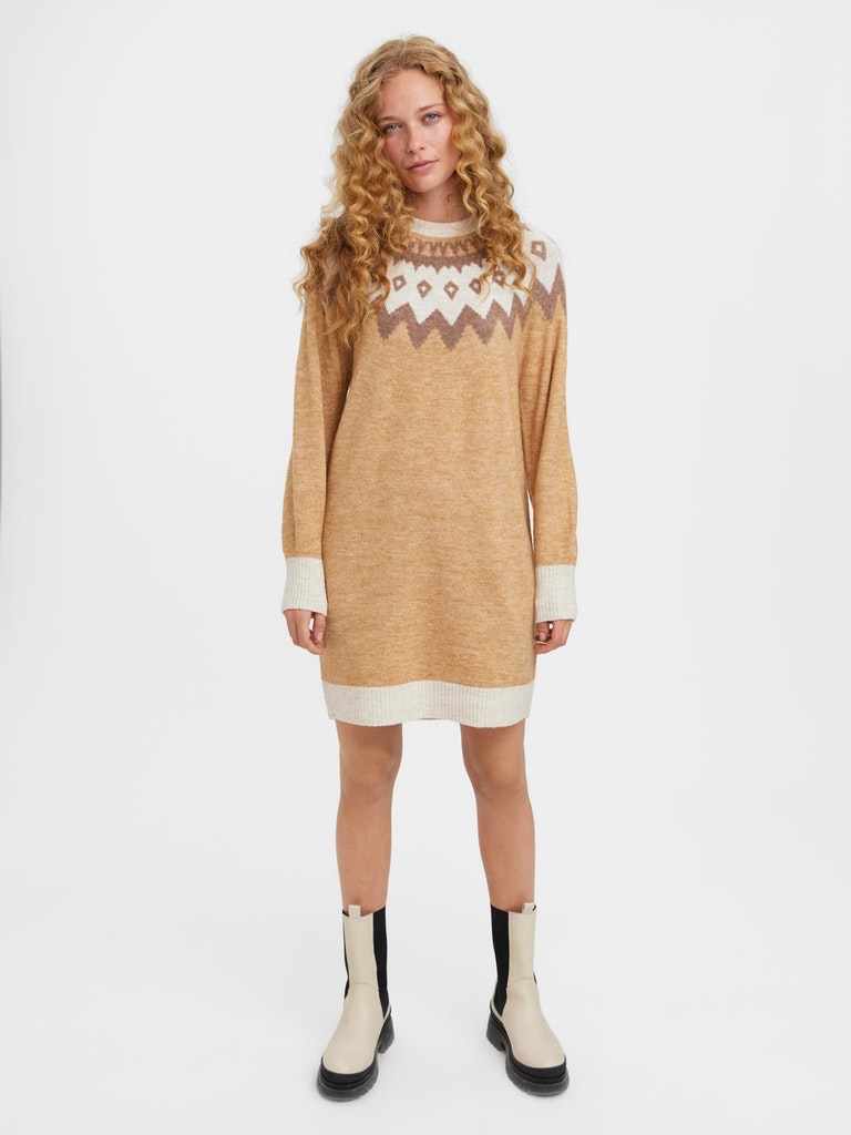 FINAL SALE- Simone nordic knitted dress, TAN, large