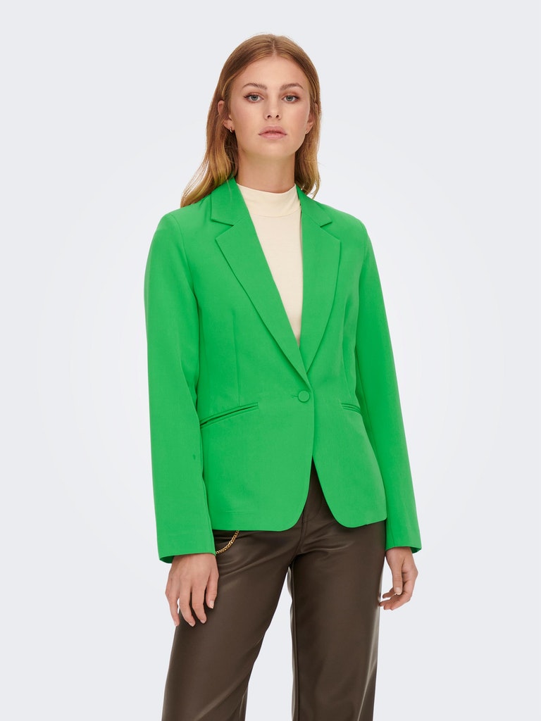 Abba single-button slim fit blazer, GREEN BEE, large