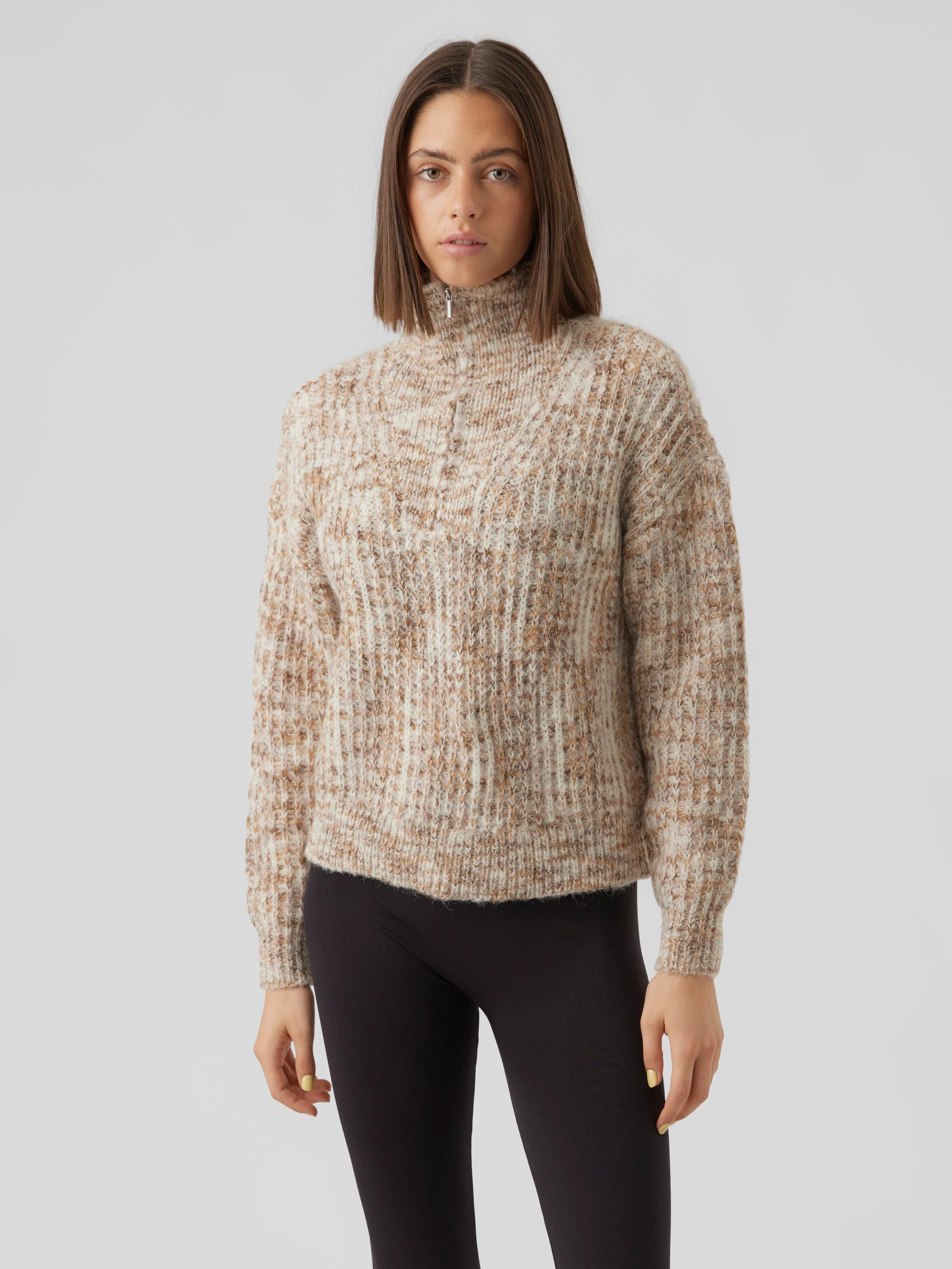 Claudia high-neck half-zip sweater, AZTEC, large