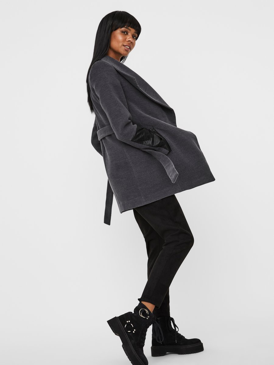 Cala coat with faux leather sleeves