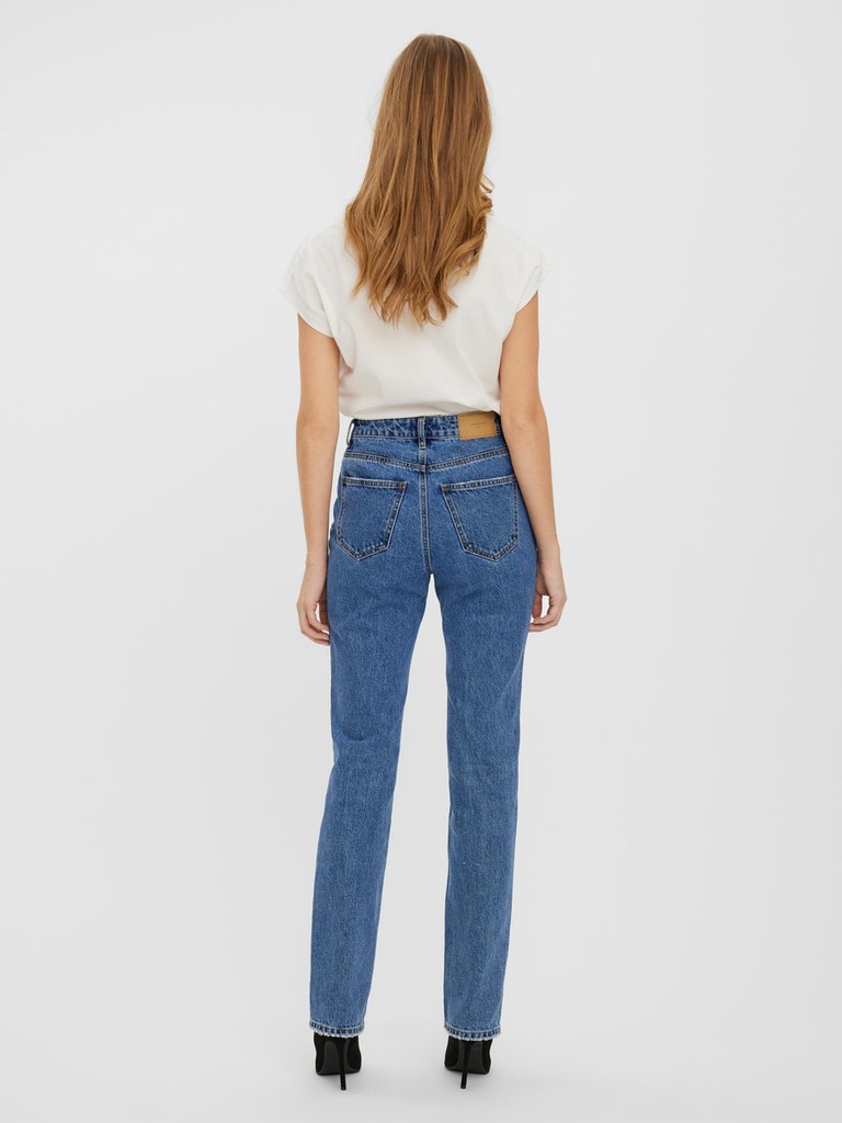 AWARE | Ellie high waist straight fit jeans, MEDIUM BLUE DENIM, large