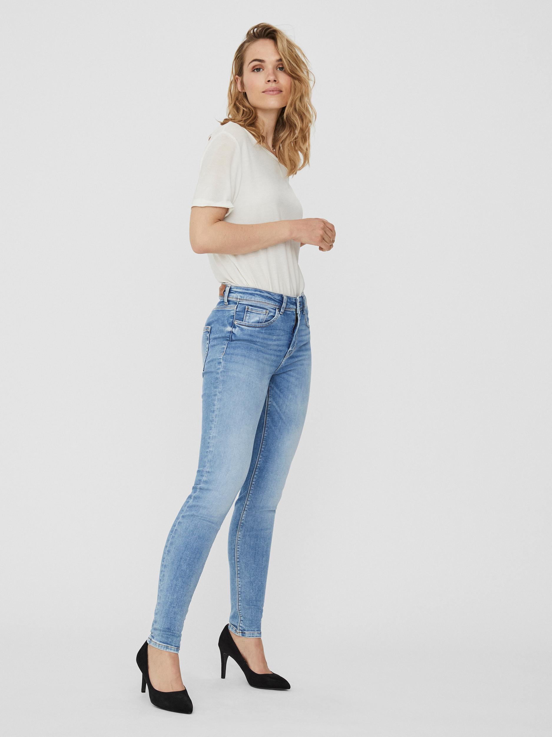 FINAL SALE - Lux mid waist skinny fit jeans, LIGHT BLUE DENIM, large