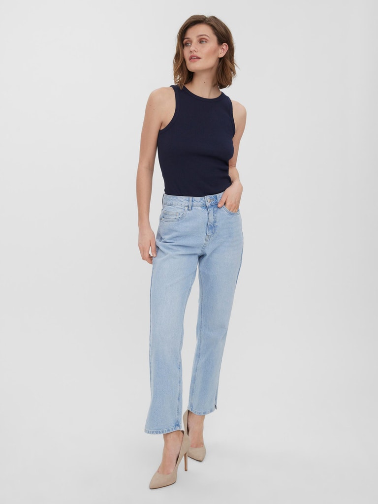 FINAL SALE- Ellie high waist straight fit jeans, LIGHT BLUE DENIM, large
