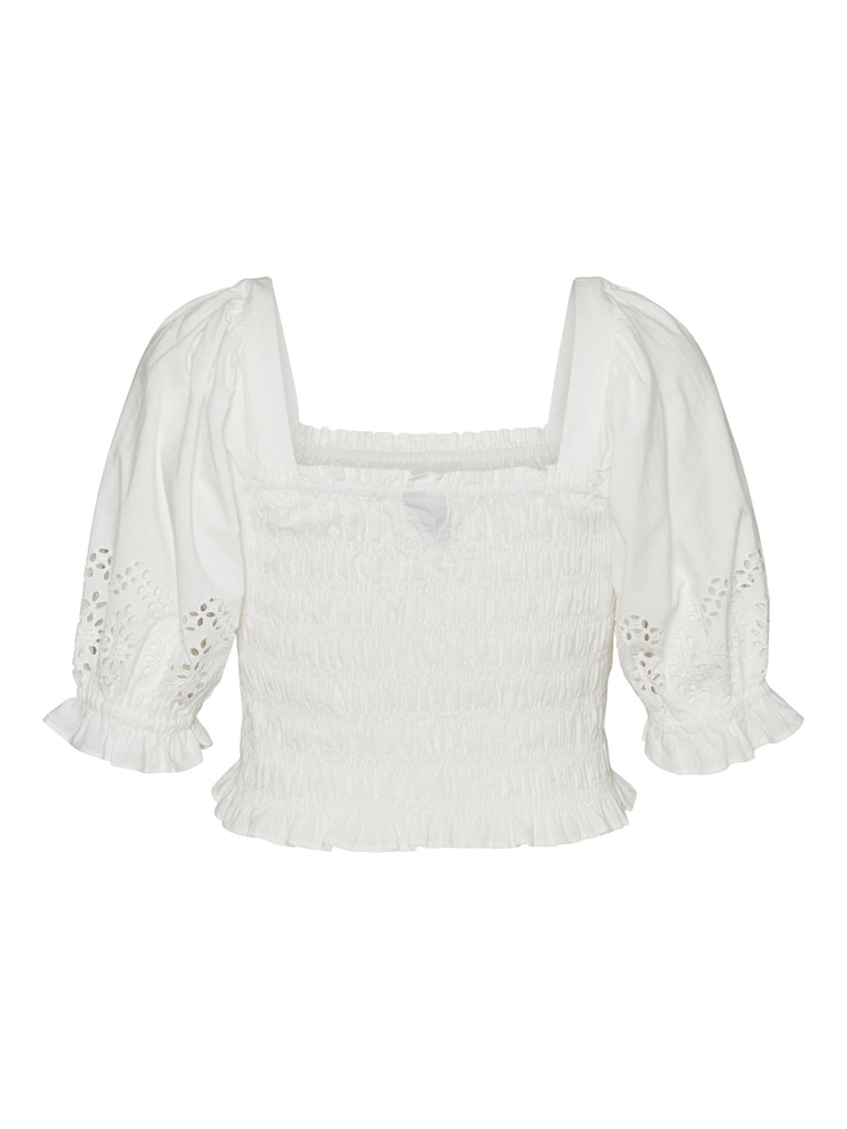 FINAL SALE - Nella square neck crop blouse, SNOW WHITE, large