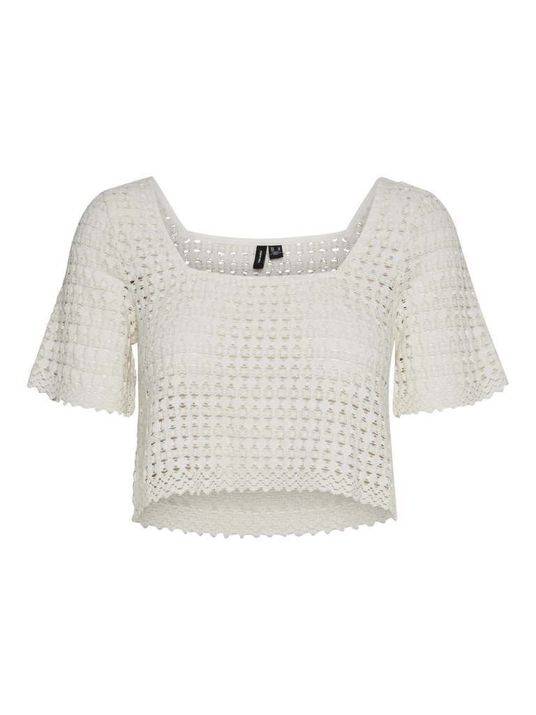 FINAL SALE - Jada crochet cropped t-shirt, SNOW WHITE, large