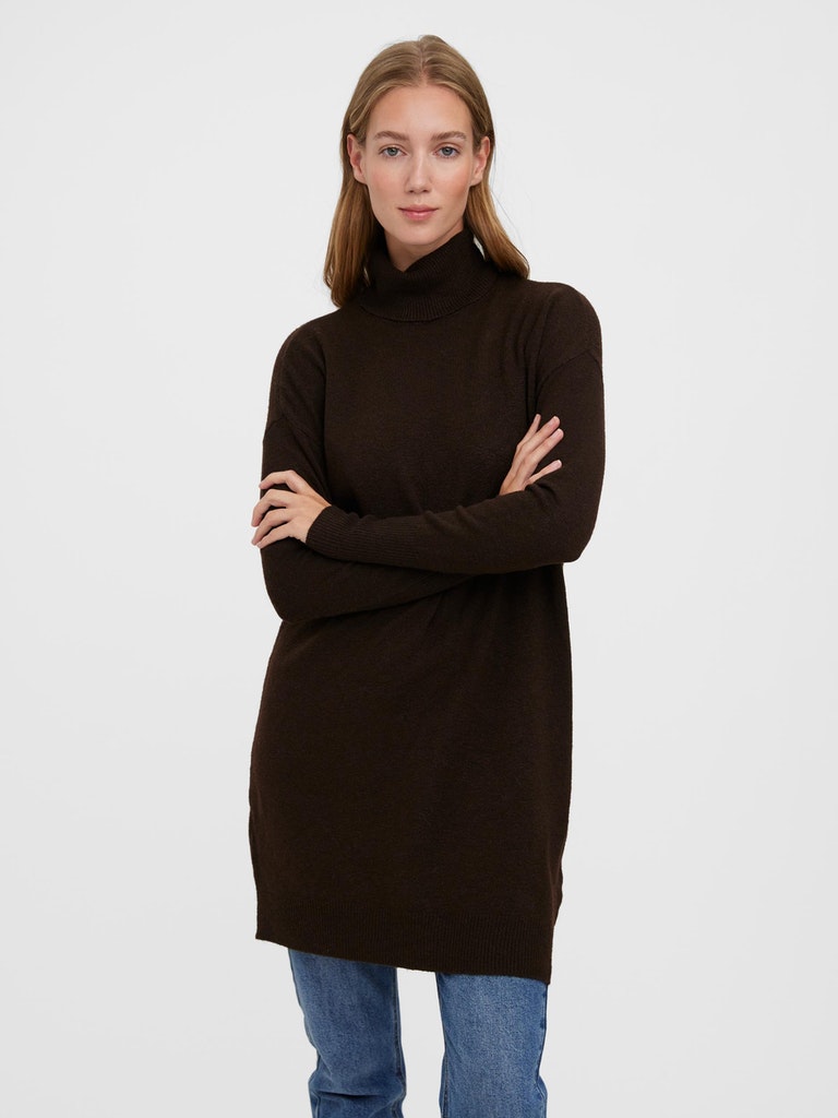 FINAL SALE- Brilliant turtleneck sweater dress, COFFEE BEAN, large