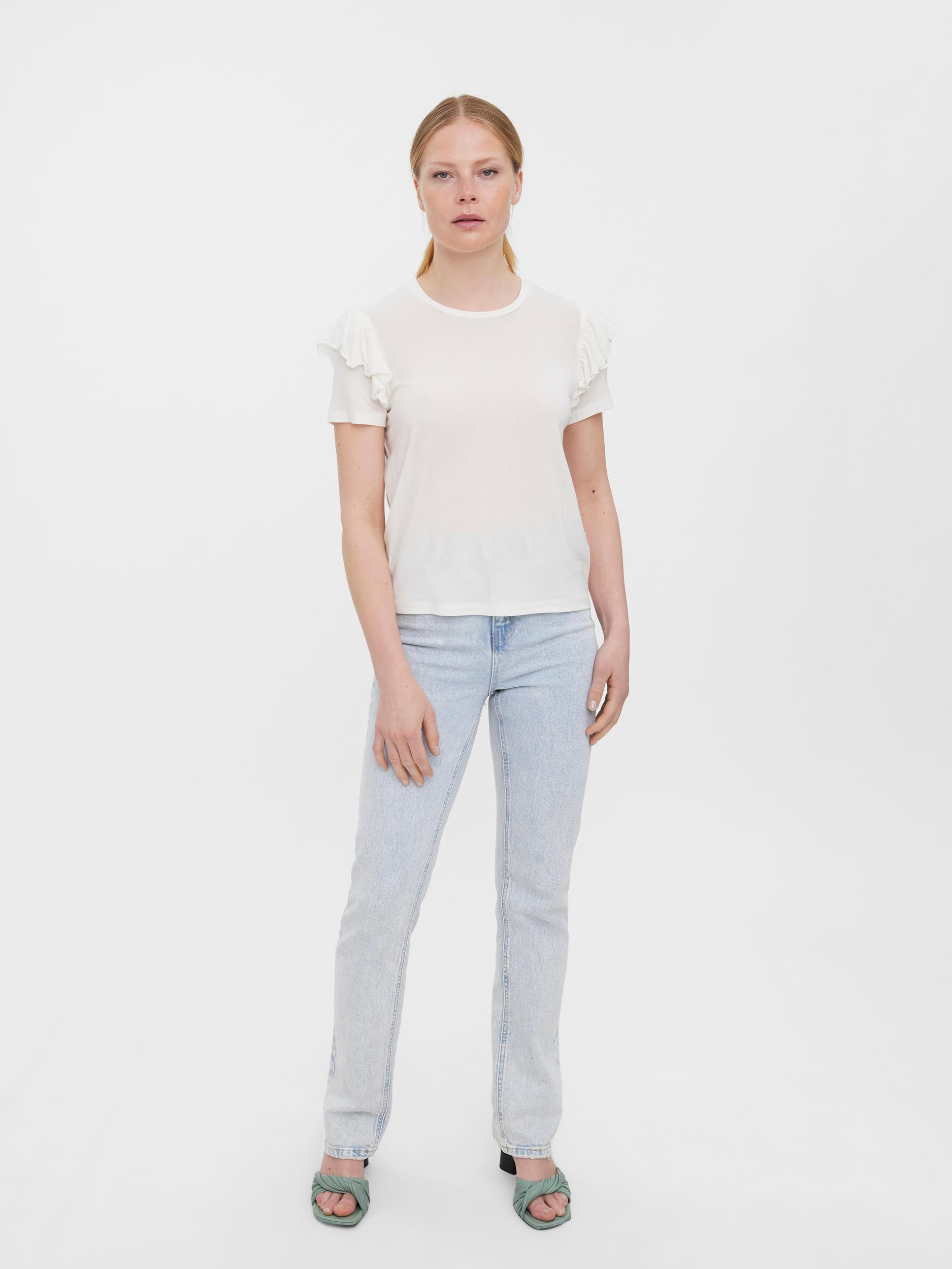 FINALE SALE - AWARE | Tamara frill t-shirt, SNOW WHITE, large