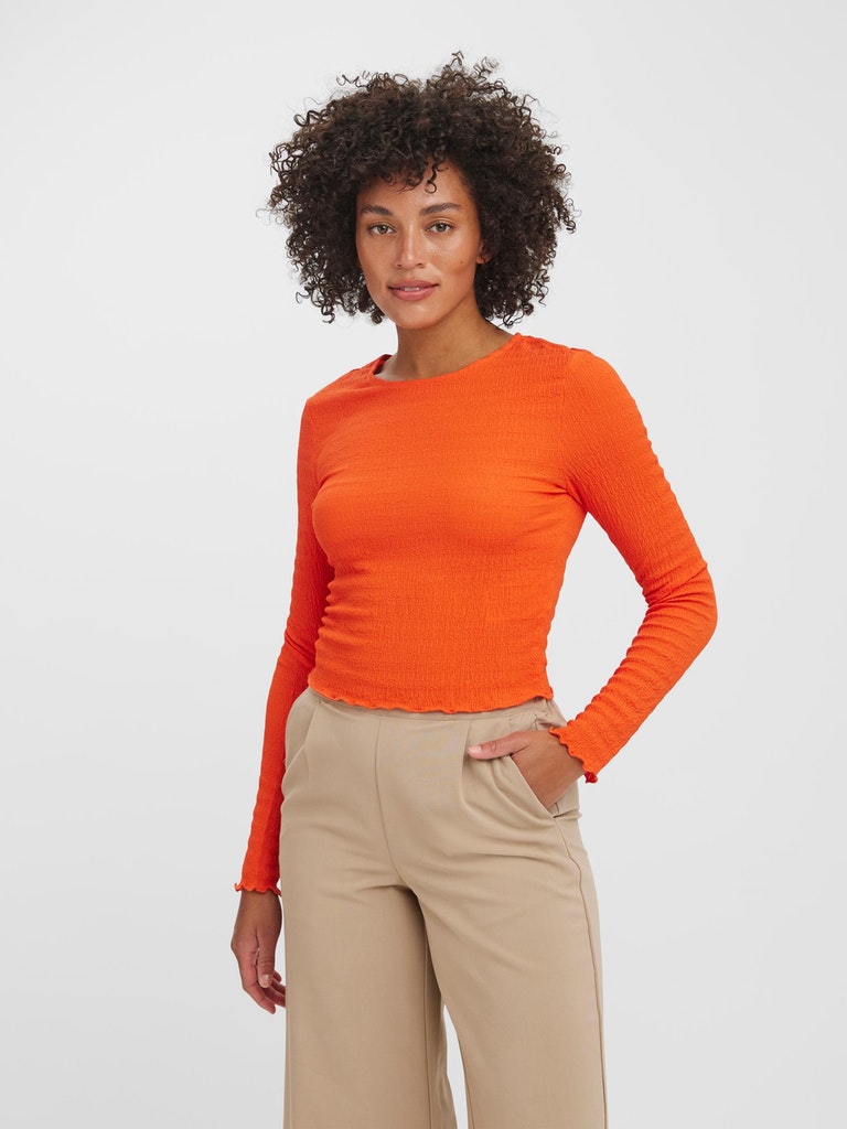 FINAL SALE - Nynne long-sleeve cropped t-shirt, CHERRY TOMATO, large