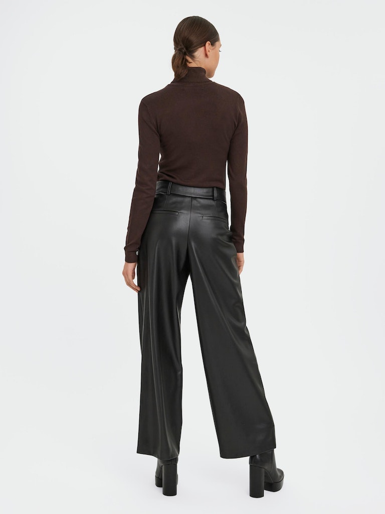 FINAL SALE- Olivia faux leather wide-leg pants, BLACK, large