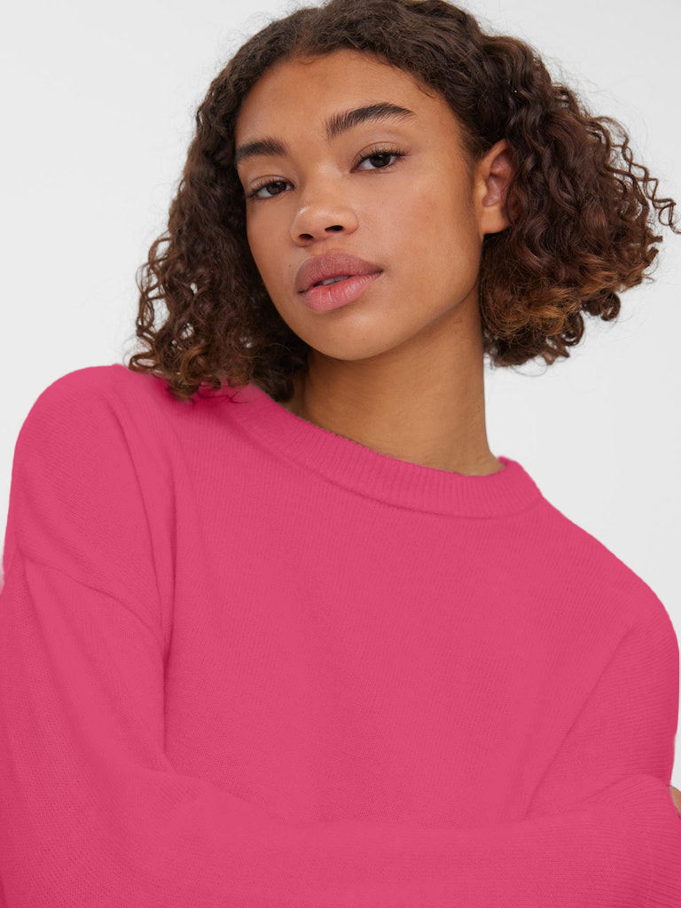 Lillie cropped loose-fit sweater, HOT PINK, large