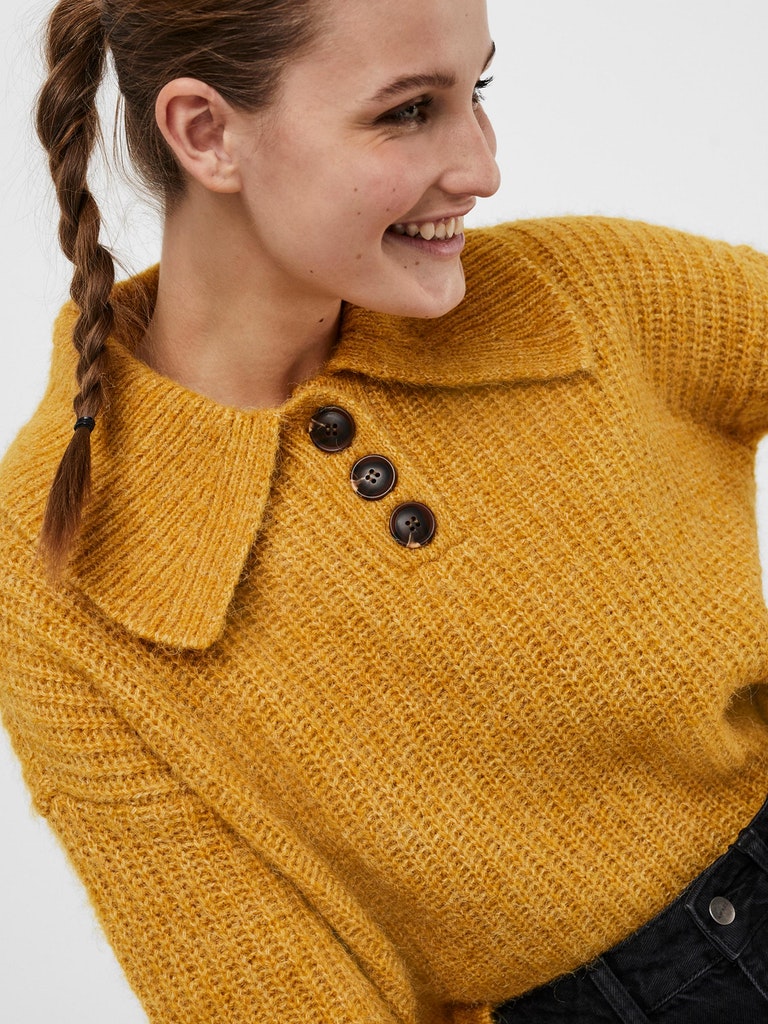 Daisy polo sweater, CHAI TEA, large