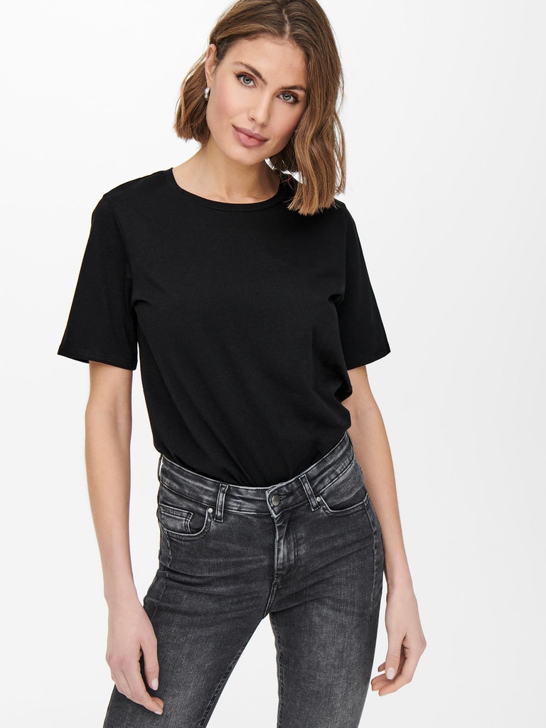 ONLY plain cotton t-shirt, BLACK, large