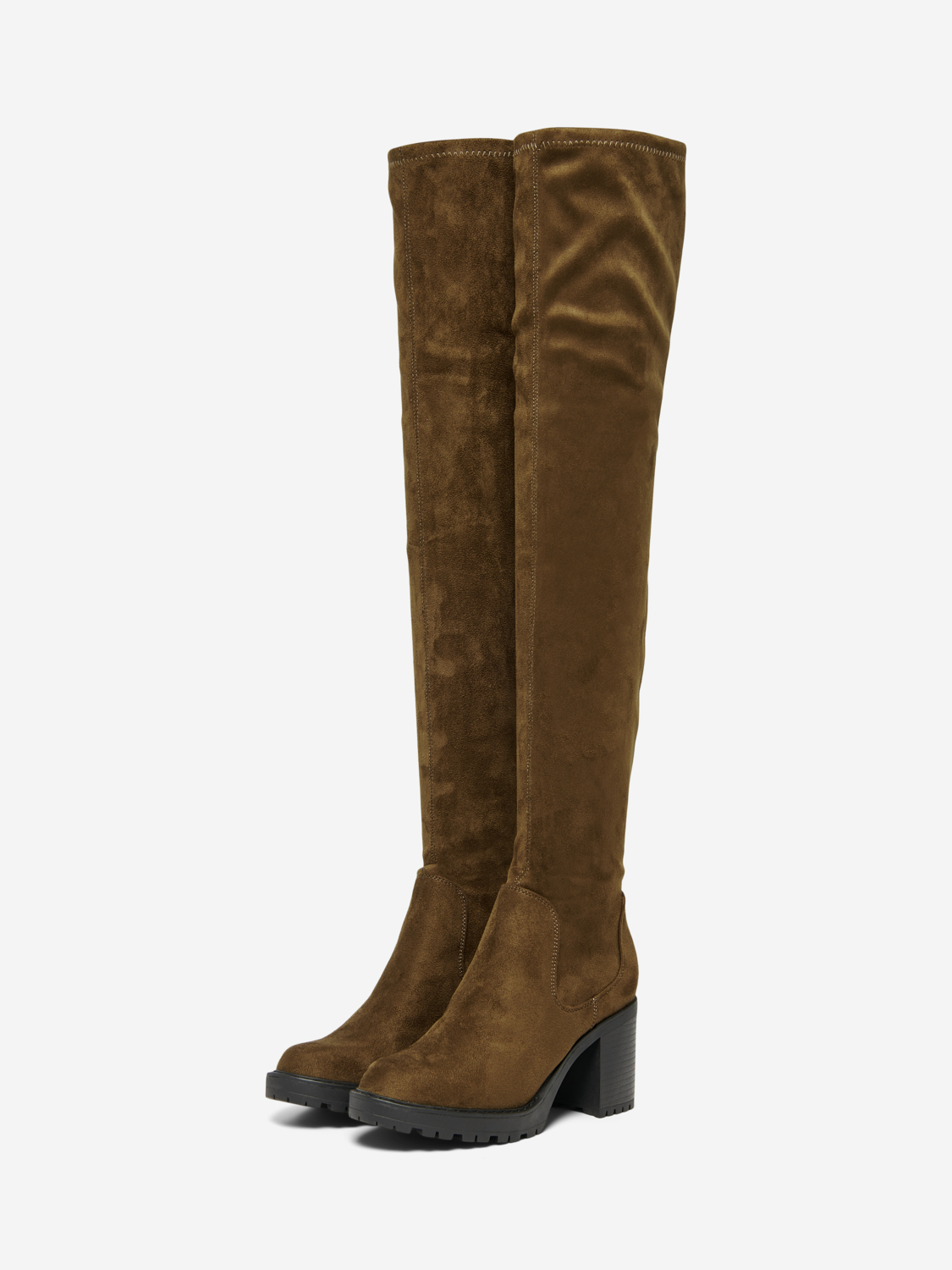 Barabara over-the-knee heeled boots, BROWNIE, large