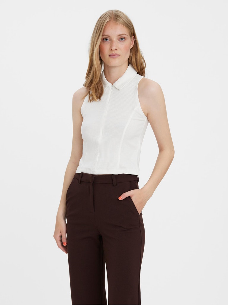 AWARE | Verly half-zip cropped top, SNOW WHITE, large