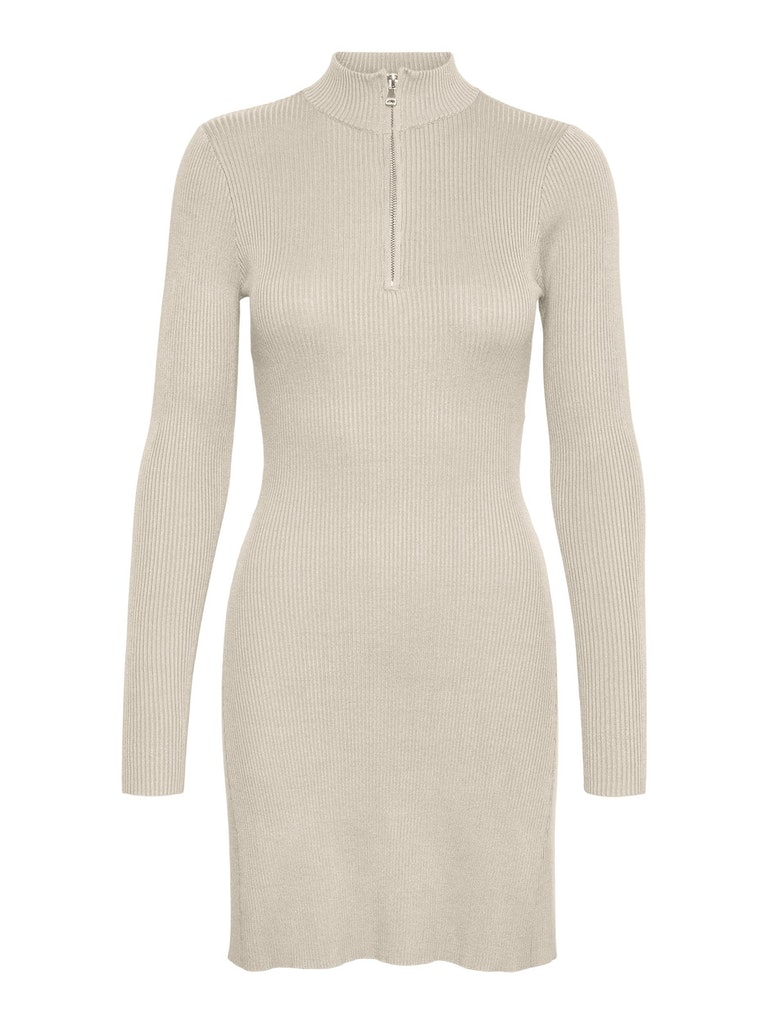 Willow half-zip knitted dress, BIRCH, large