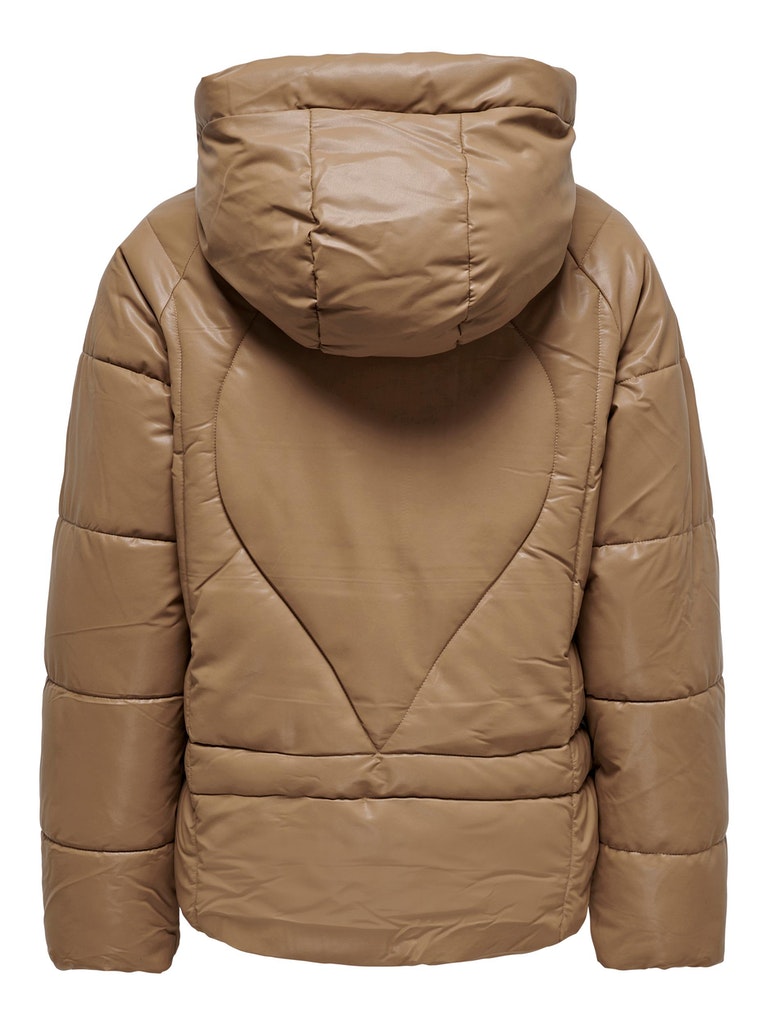 Lanja hooded faux leather puffer jacket, BURRO, large