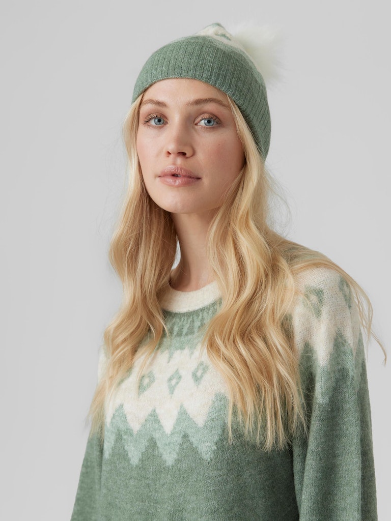 FINAL SALE- Simone wool-blend knitted beanie, LAUREL WREATH, large