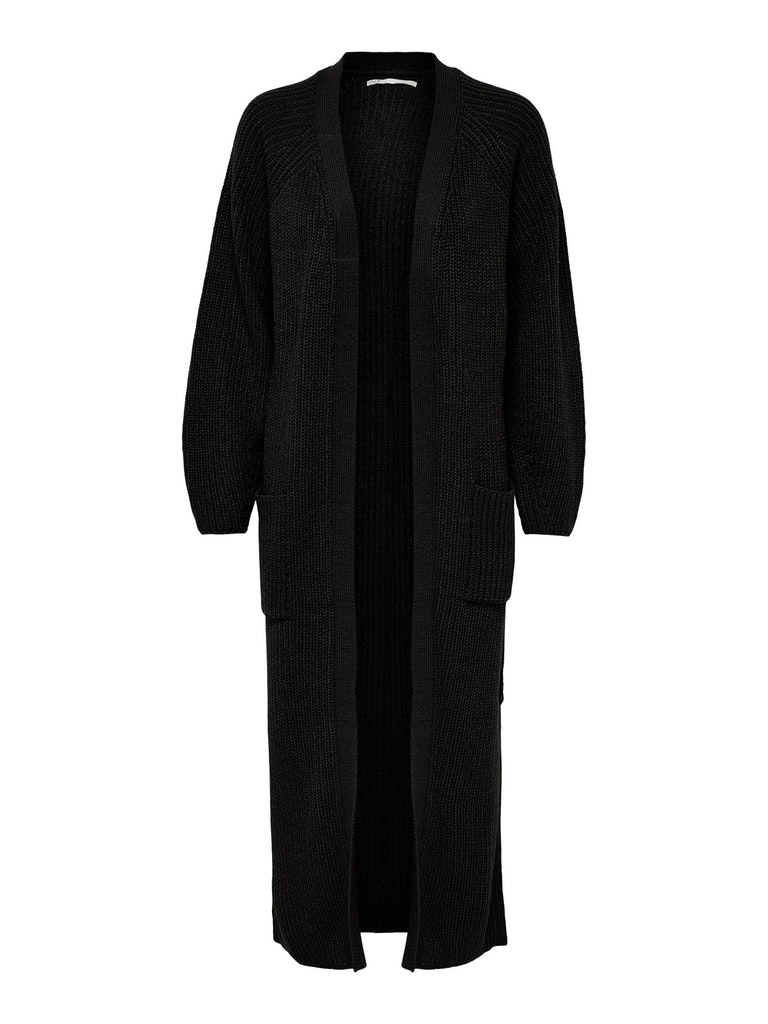Elysia maxi length open cardigan, BLACK, large