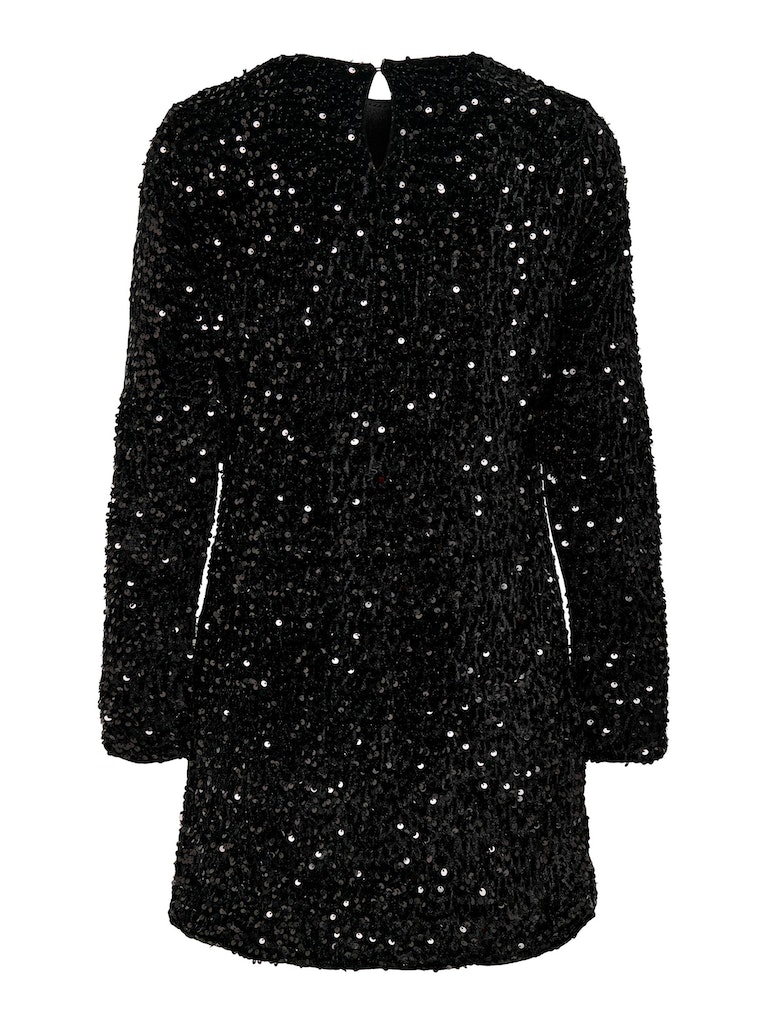 FINAL SALE- Anika sequin long-sleeve dress, BLACK, large