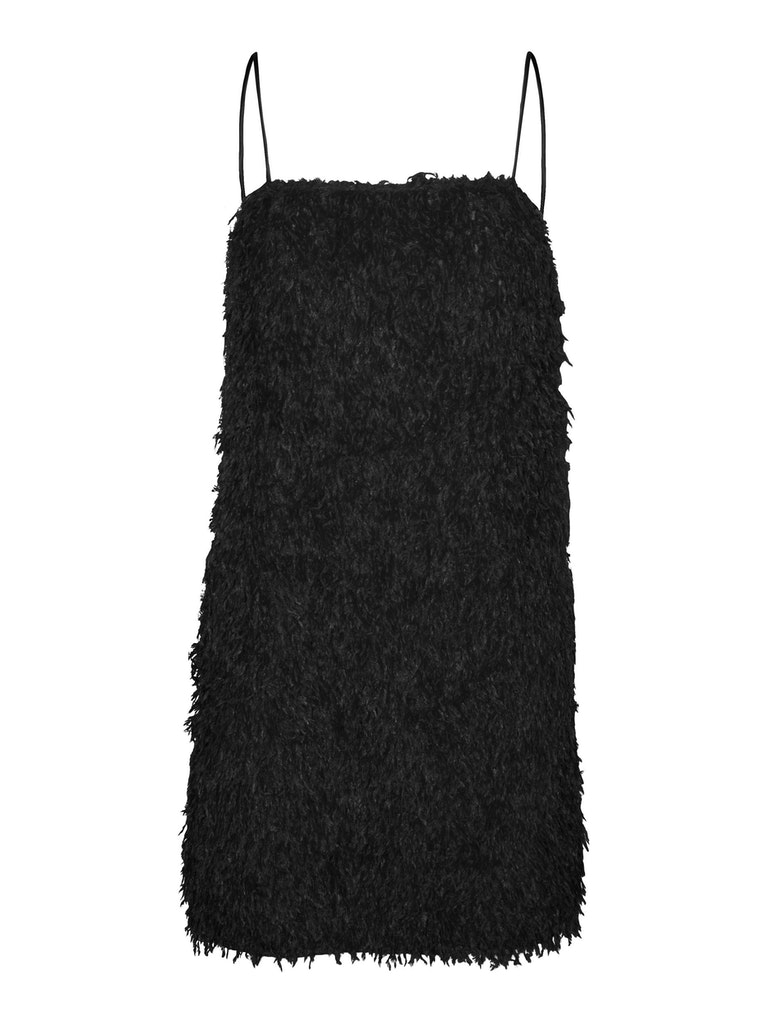 FINAL SALE-Kari faux fur mini dress, BLACK, large