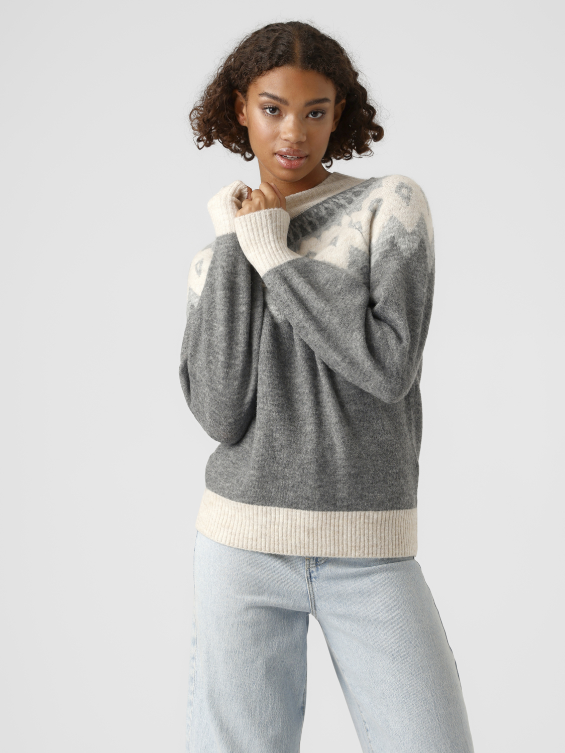 Simone nordic sweater, MEDIUM GREY MELANGE, large