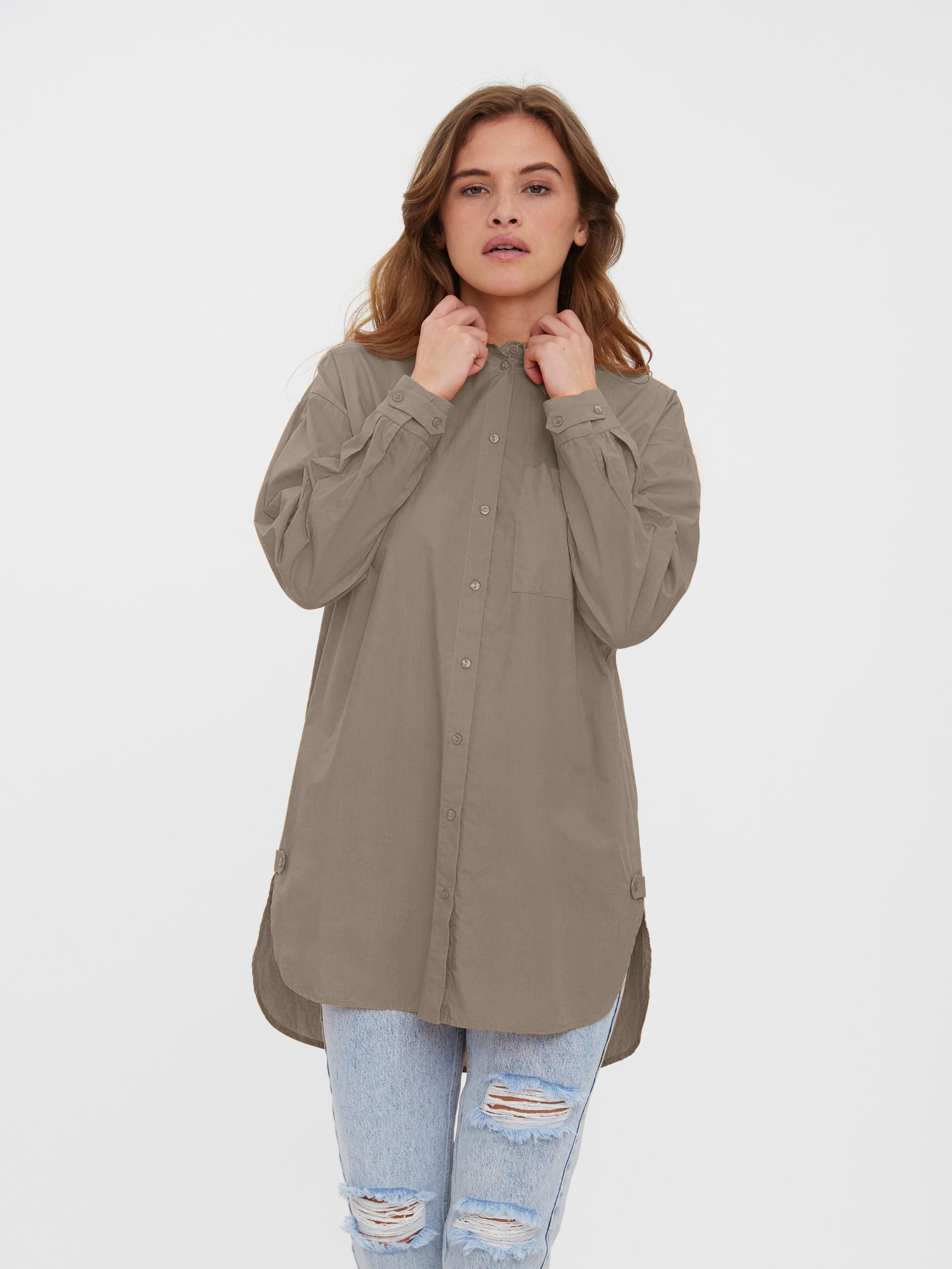 AWARE | Victory long loose-fit shirt, ROASTED CASHEW, large