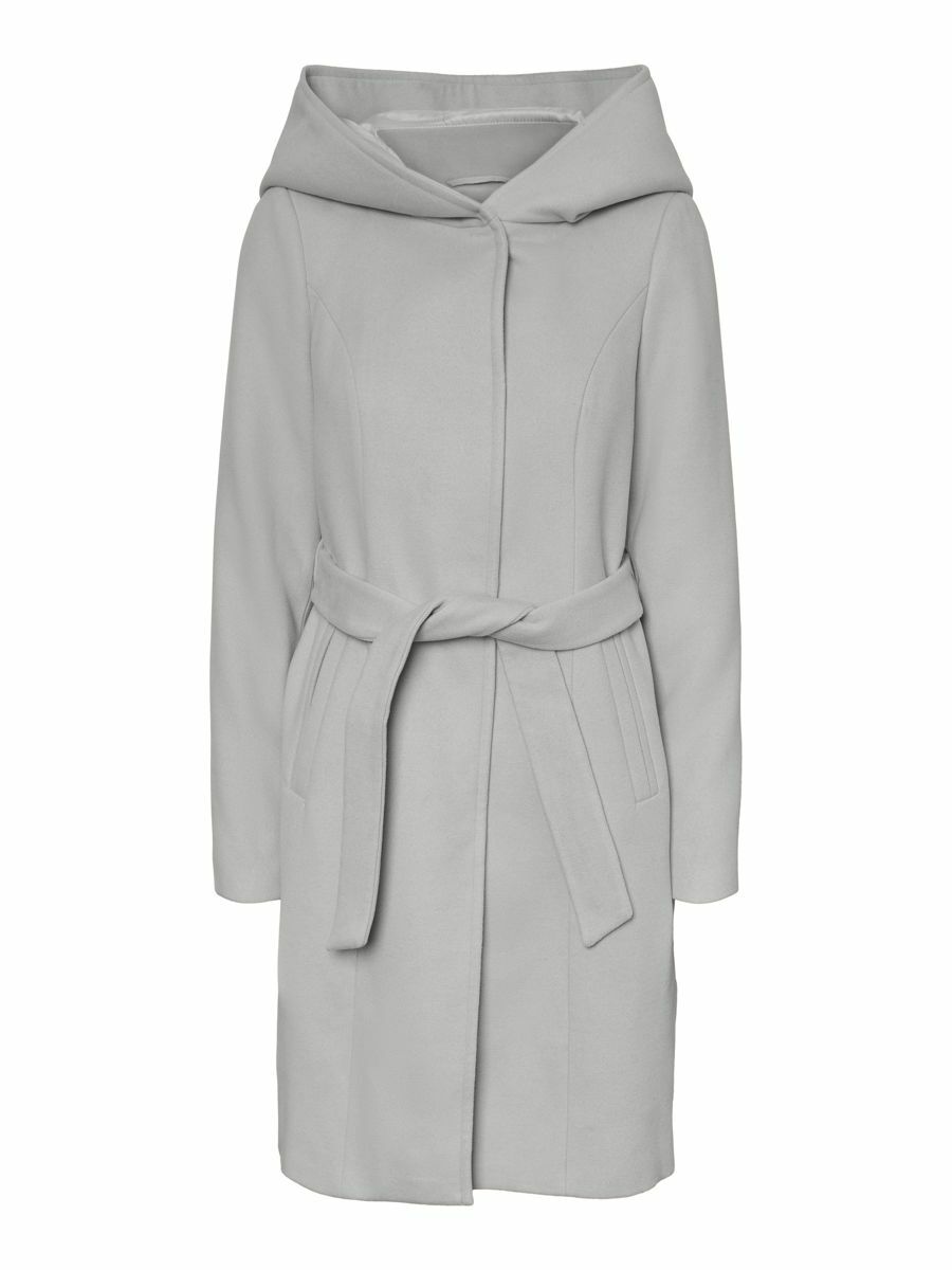 FINAL SALE - Lyon hooded belted coat, LIGHT GREY MELANGE, large