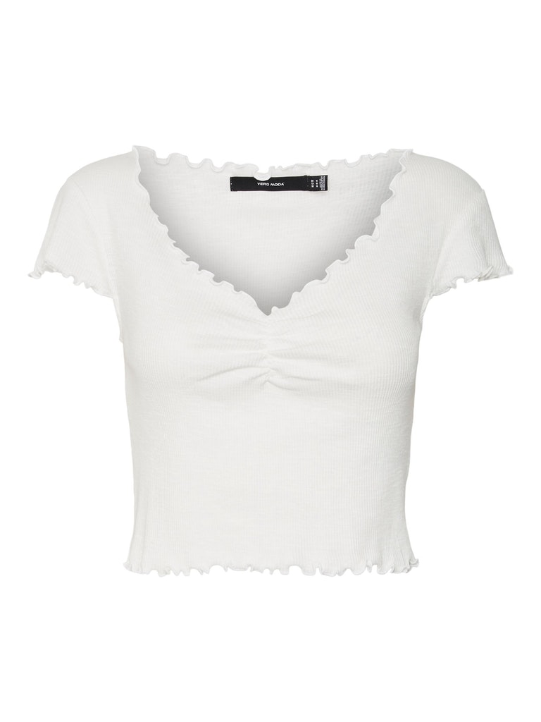 FINAL SALE - Anita v-neck crop t-shirt, SNOW WHITE, large