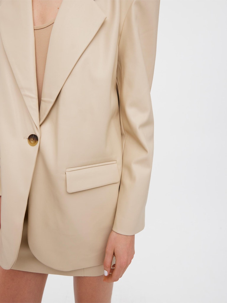 FINAL SALE - Olivia loose fit faux leather blazer, BIRCH, large