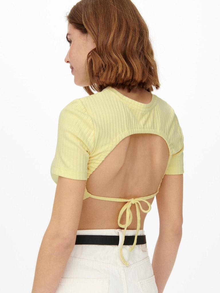 FINAL SALE- Lea open back cropped t-shirt, FRENCH VANILLA, large