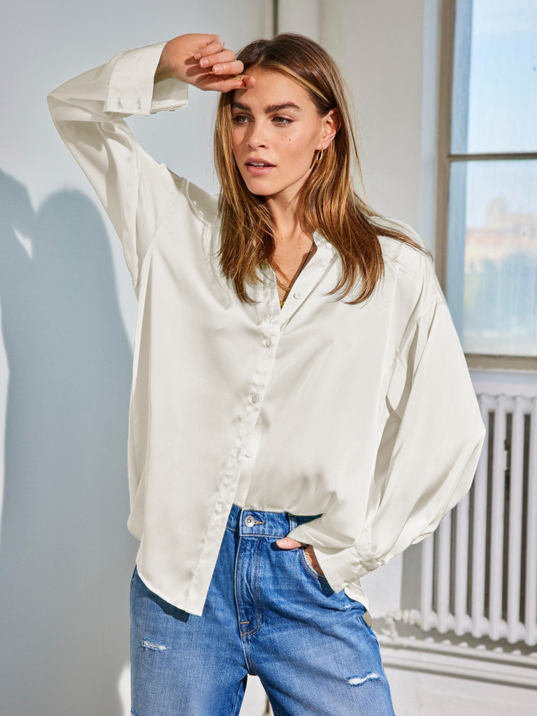 Amaliesa oversized satin blouse, TOFU, large