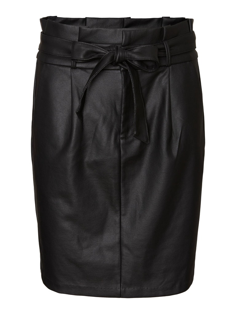 FINAL SALE - Eva faux-leather paperbag skirt, BLACK, large