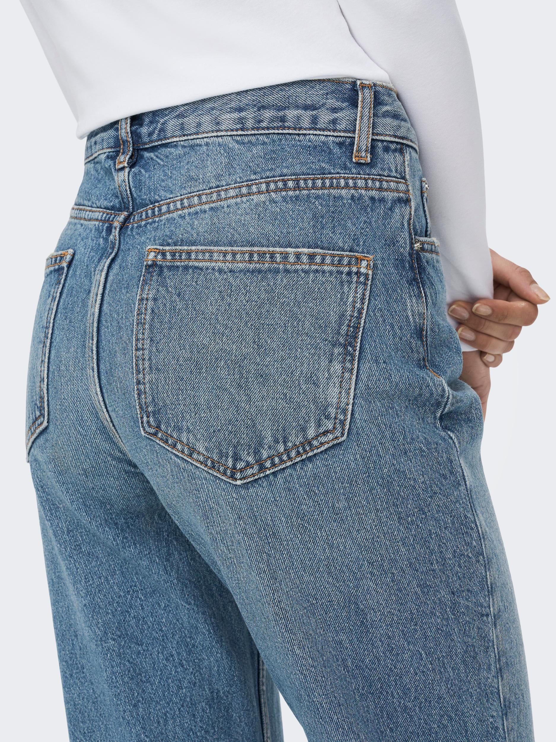 FINAL SALE- Riley high waist straight leg jeans, MEDIUM BLUE DENIM, large