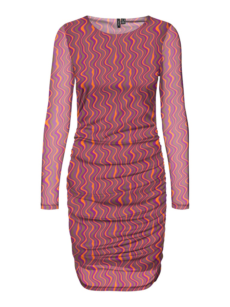 FINAL SALE - Elin ruched long-sleeve dress, WILD ASTER, large