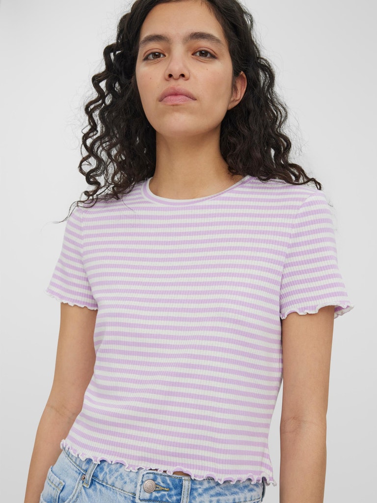 FINAL SALE - Vio crop striped t-shirt, LAVENDULA, large