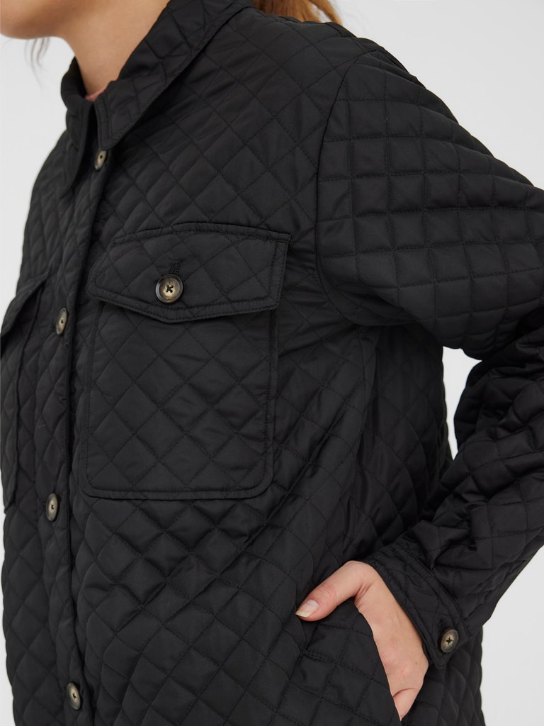 Simone long quilted coat, BLACK, large