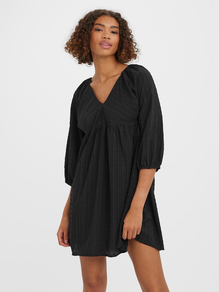 FINAL SALE - Enga 3/4-sleeve short dress, BLACK, large