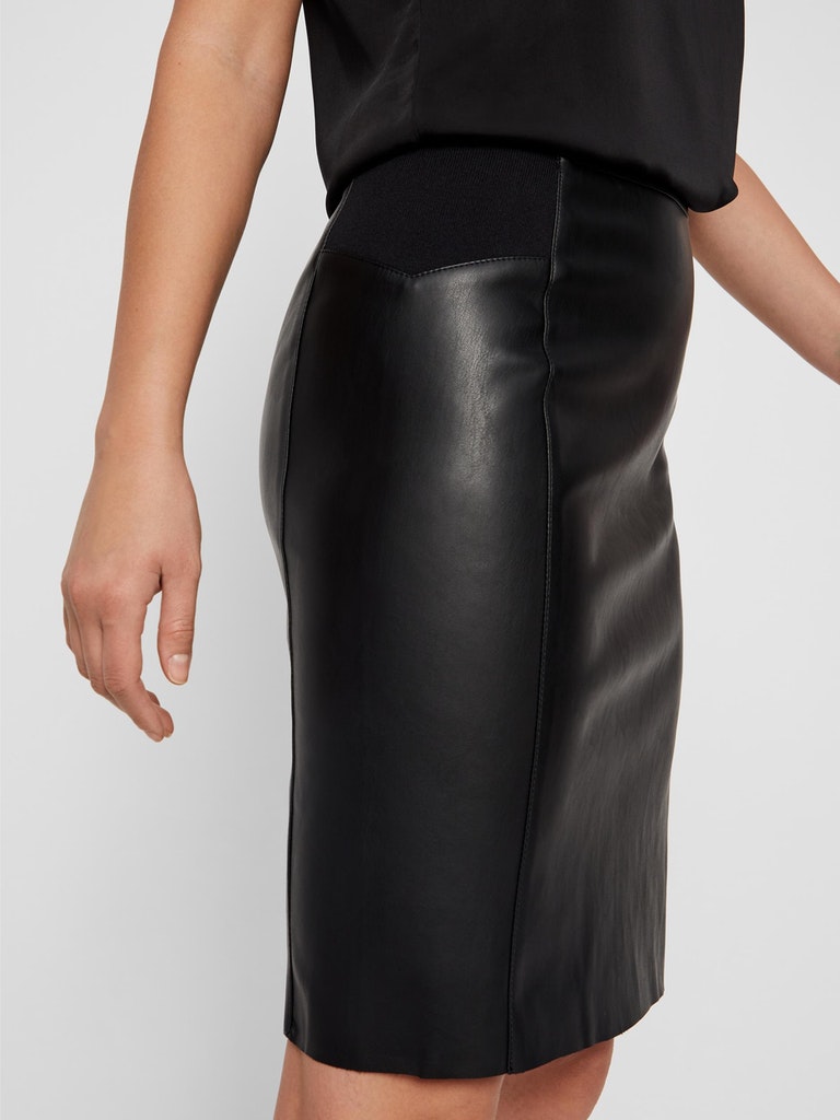 Sia faux-leather midi skirt, BLACK, large