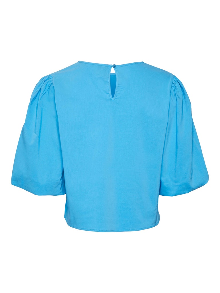 FINAL SALE - Alaska balloon sleeves short blouse, MALIBU BLUE, large