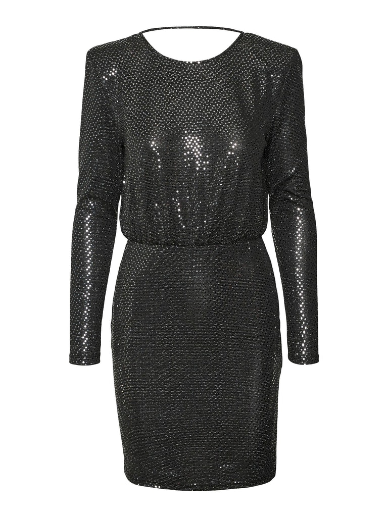 FINAL SALE - Kalla crossover back sequin dress, BLACK, large