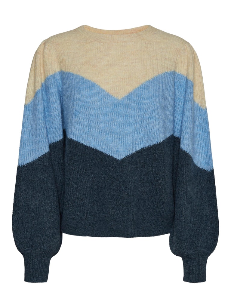 Plaza colour pattern knit sweater, BIRCH, large