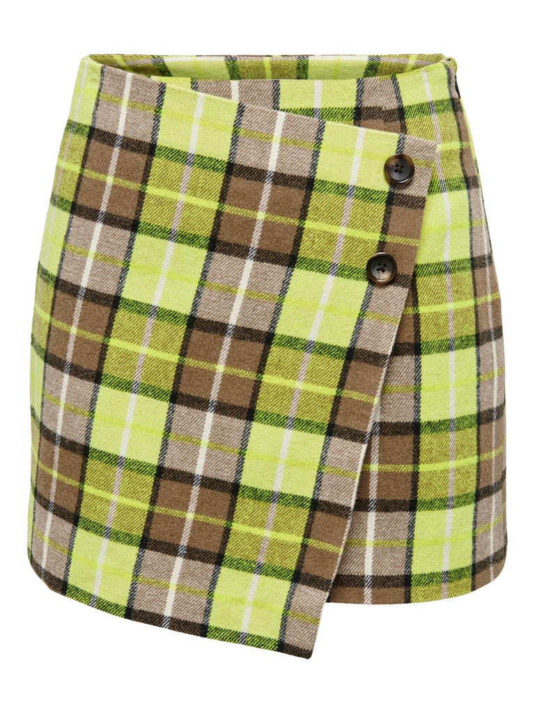 Gloss checkered asymetrical mini skirt, TIGERS EYE, large