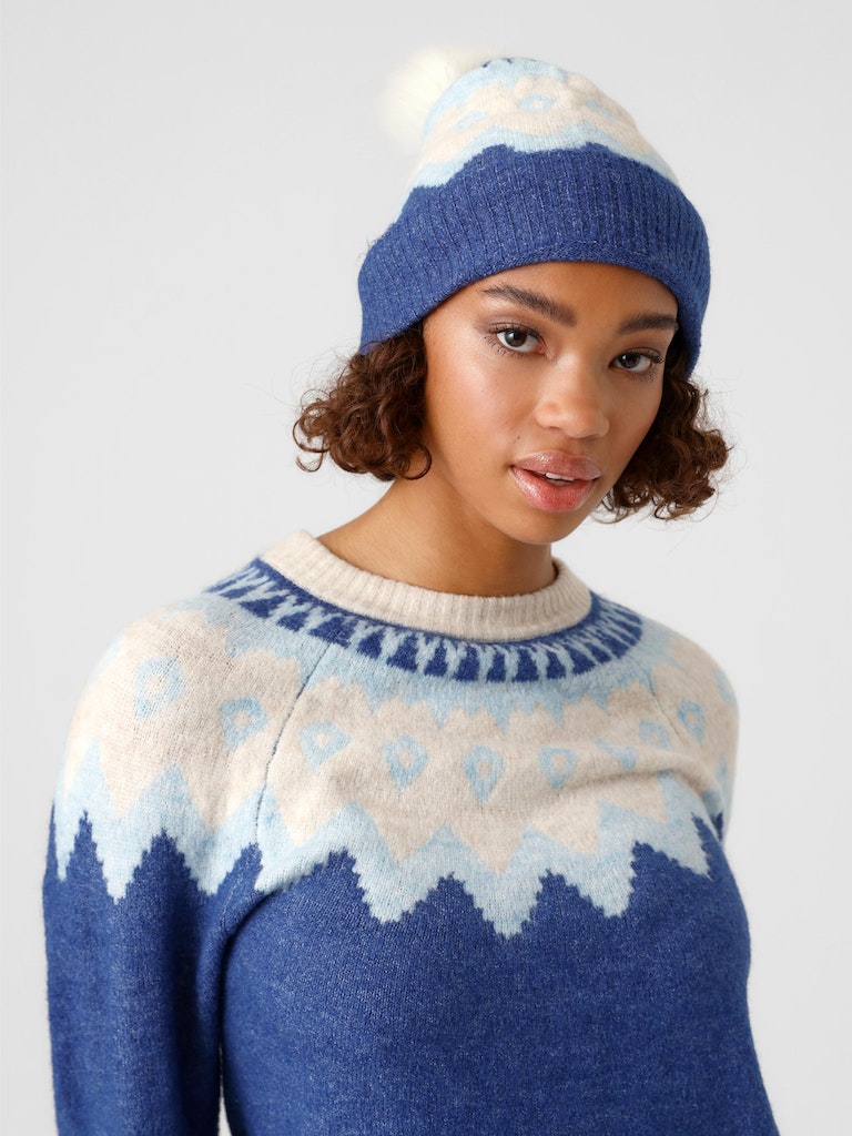 FINAL SALE- Simone wool-blend knitted beanie, SODALITE BLUE, large
