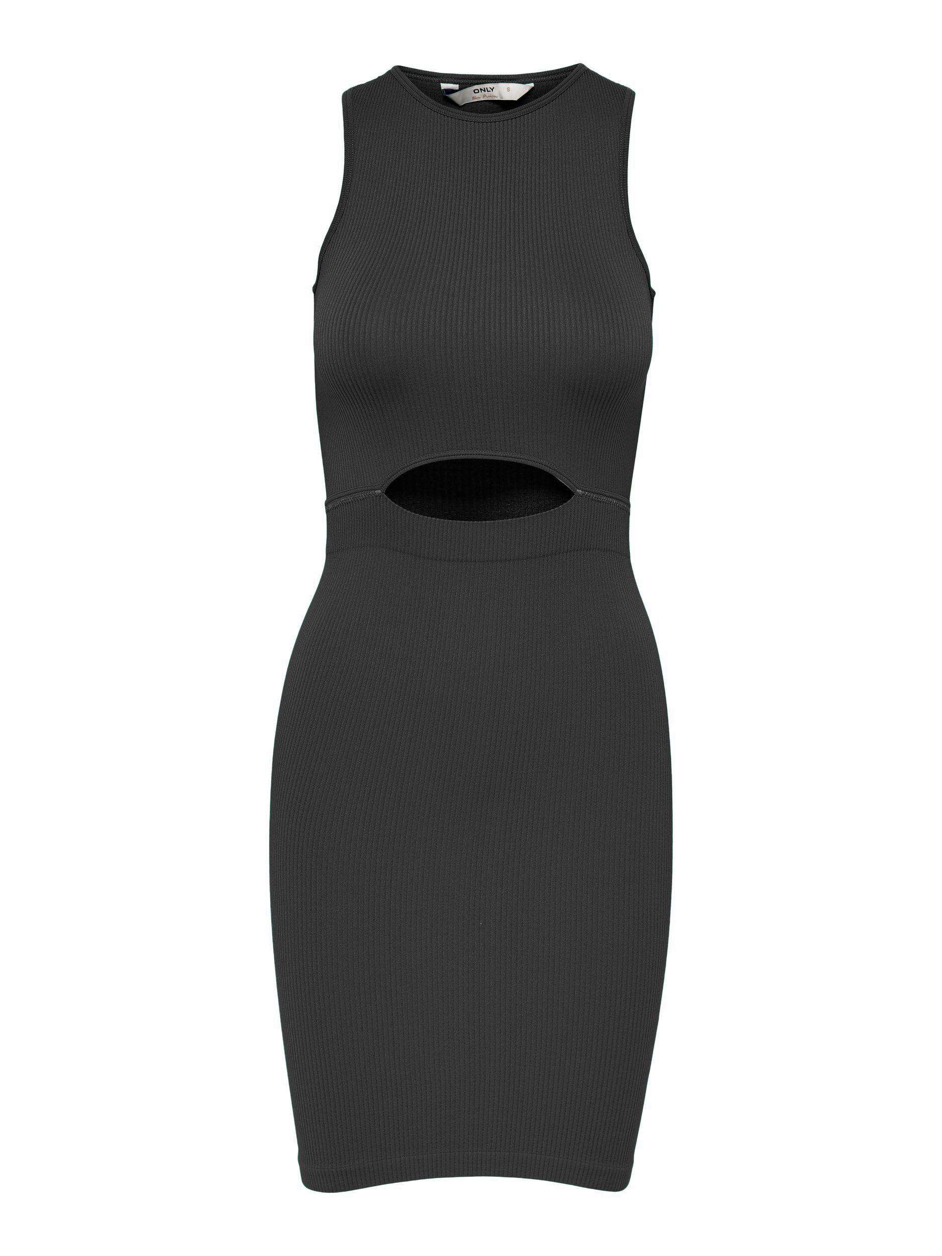 Gwen cutout rib mini dress, BLACK, large