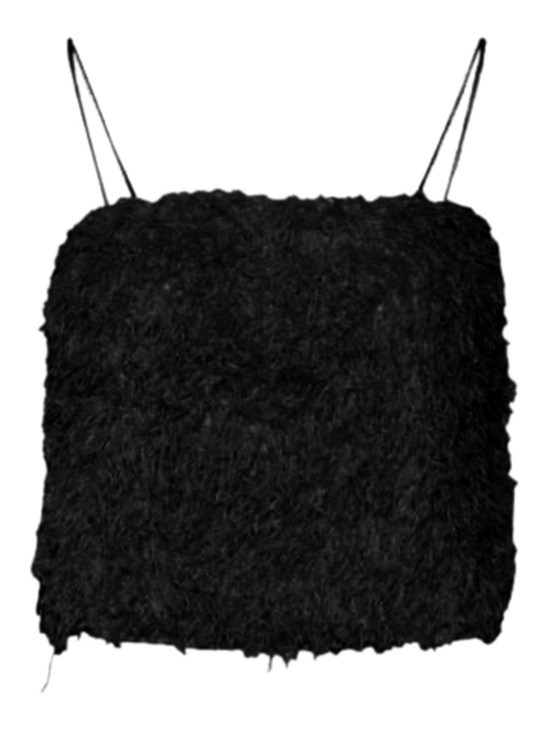 FINAL SALE - Kari faux fur cropped cami, BLACK, large
