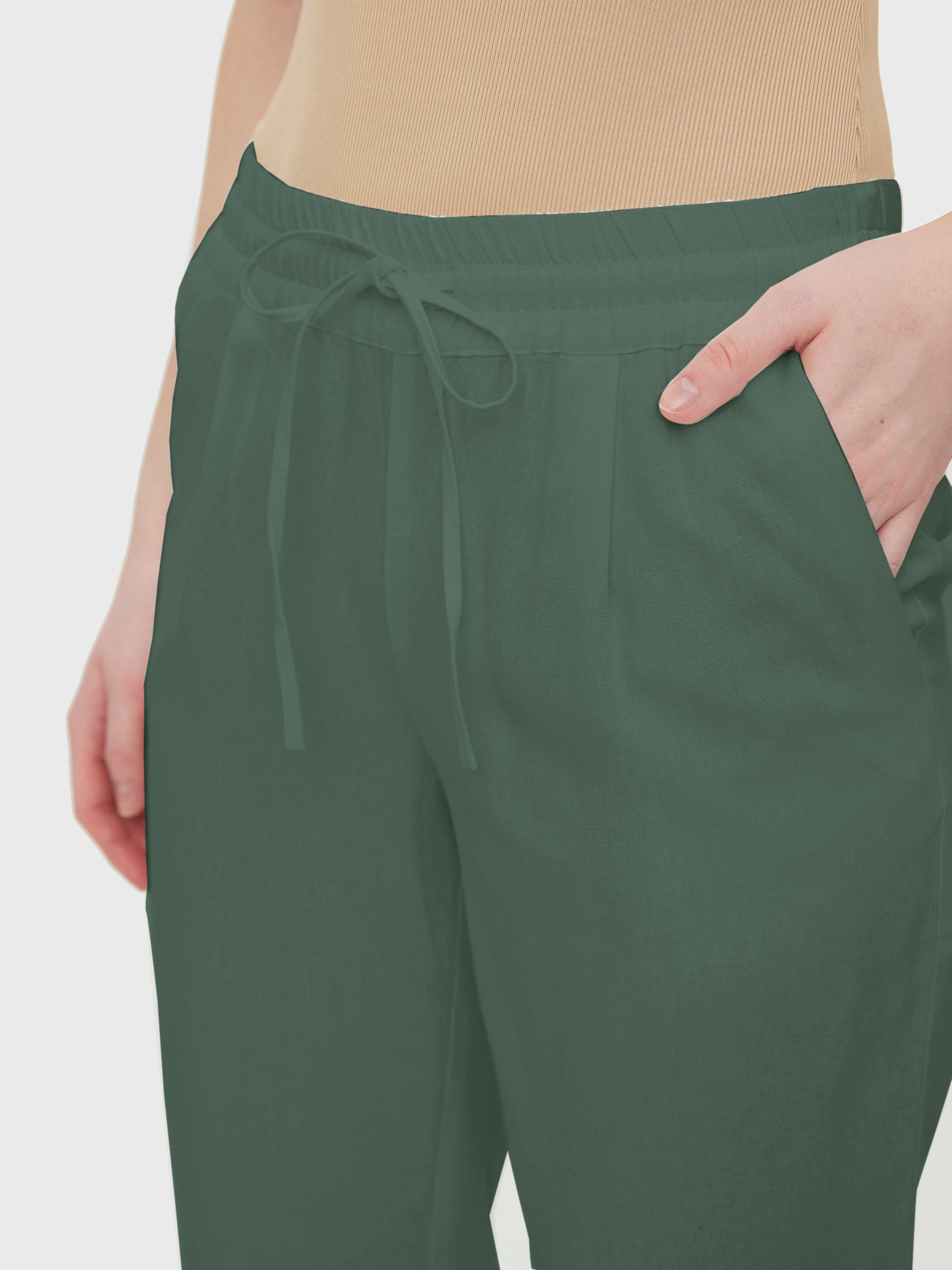 VENTE FINALE - Pantalon en lin de longueur cheville Milo, LAURIER, large