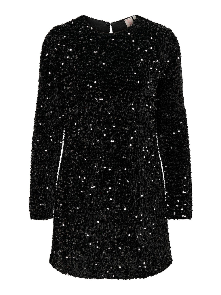 FINAL SALE- Anika sequin long-sleeve dress, BLACK, large
