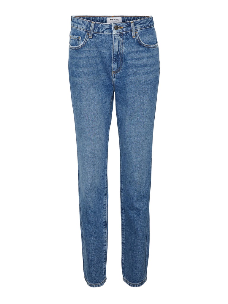 AWARE | Ellie high waist straight fit jeans, MEDIUM BLUE DENIM, large